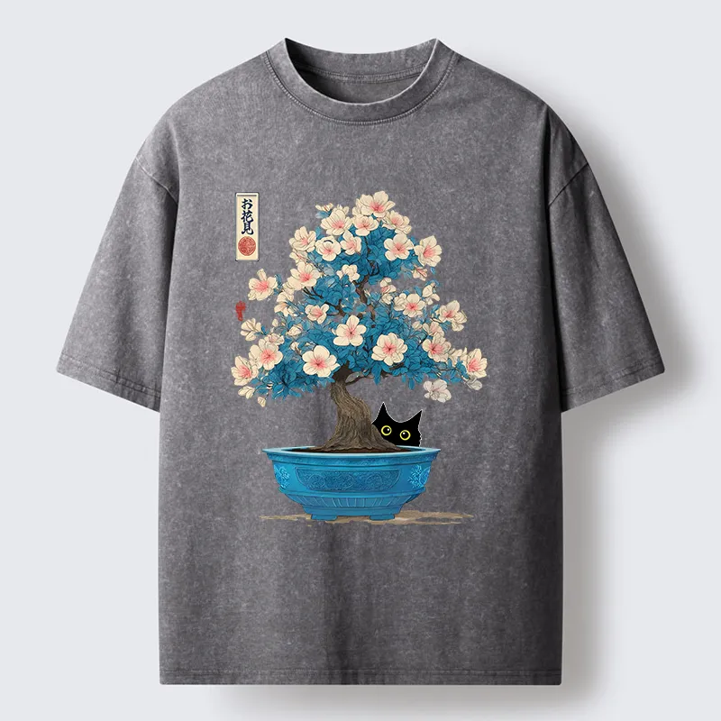 Tokyo-Tiger Japanese Bonsai Art Washed T-Shirt