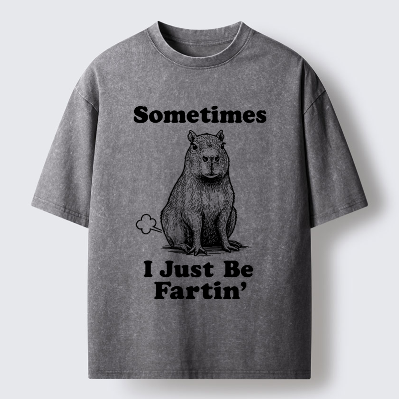 Tokyo-Tiger Farting Capybaras Washed T-Shirt