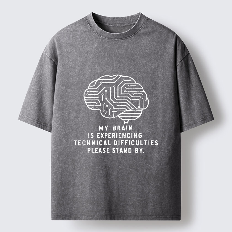 Tokyo-Tiger Brain Technology Malfunction Washed T-Shirt