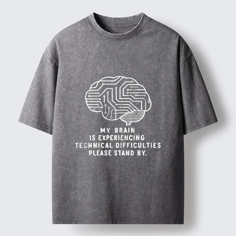 Tokyo-Tiger Brain Technology Malfunction Washed T-Shirt