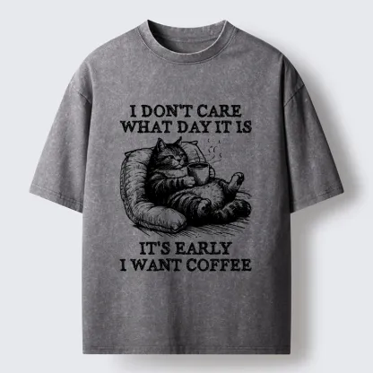 Tokyo-Tiger Have A Cup Of Coffee Before Doing Anything Washed T-Shirt