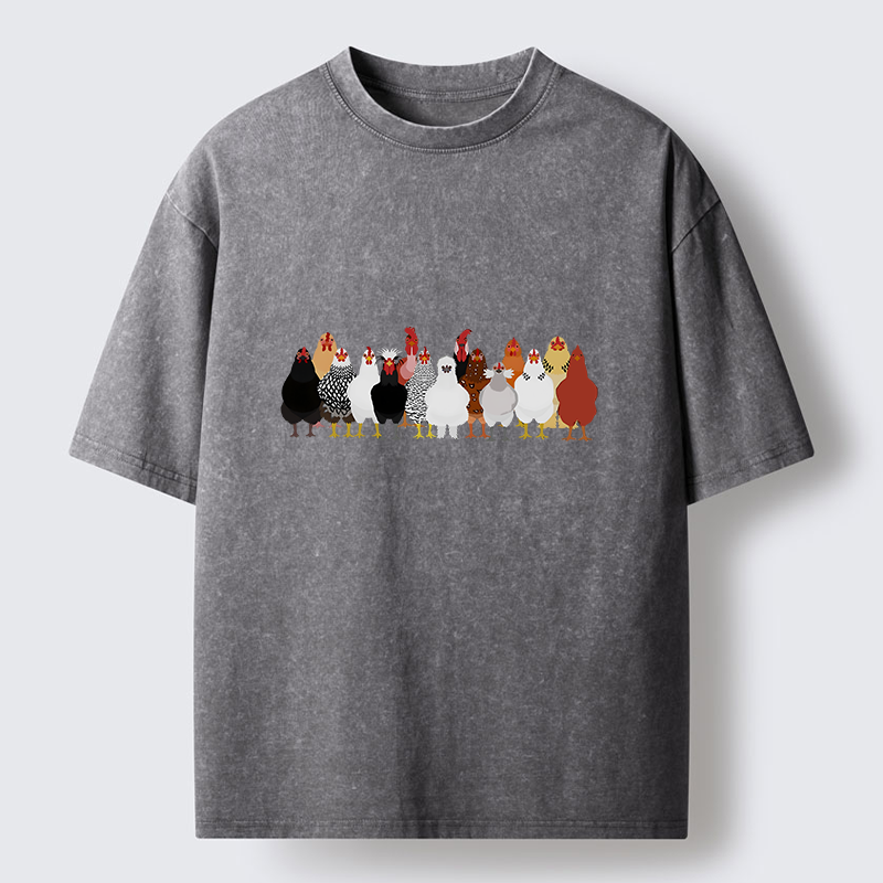 Tokyo-Tiger Funny Chickens Washed T-Shirt