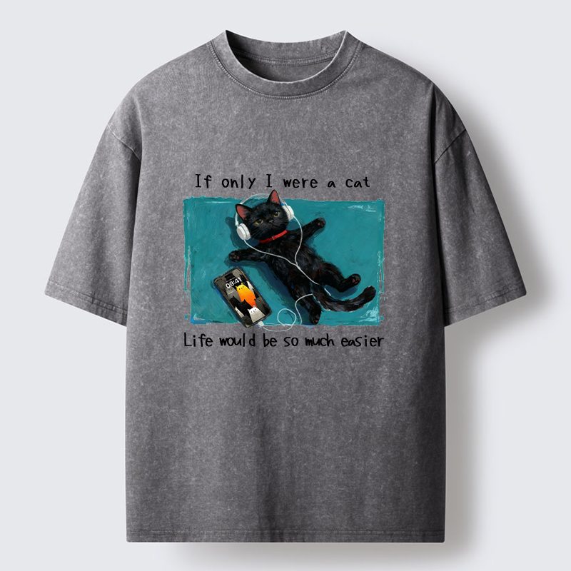 Tokyo-Tiger If Only I Were A Cat Washed T-Shirt