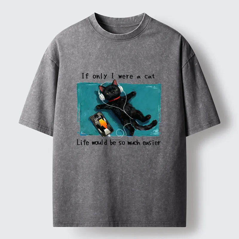 Tokyo-Tiger If Only I Were A Cat Washed T-Shirt