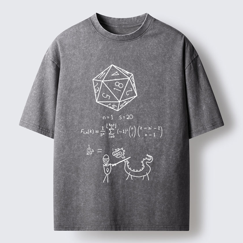 Tokyo-Tiger Twenty-sided Die Funny Washed T-Shirt
