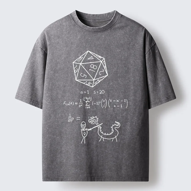 Tokyo-Tiger Twenty-sided Die Funny Washed T-Shirt