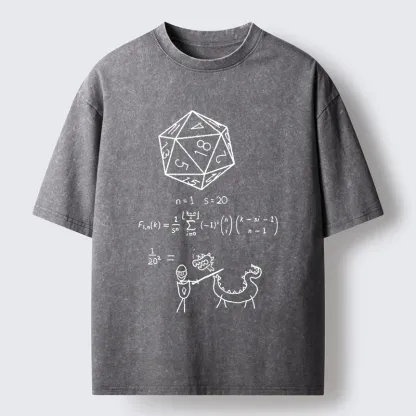 Tokyo-Tiger Twenty-sided Die Funny Washed T-Shirt