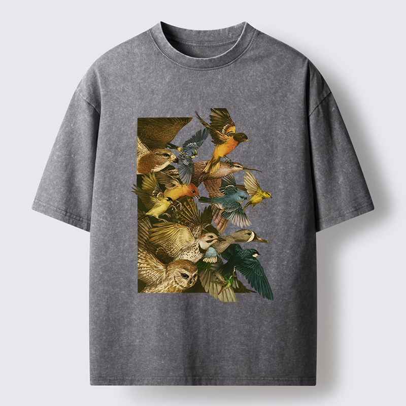 Tokyo-Tiger Flock Of Flying Birds Washed T-Shirt