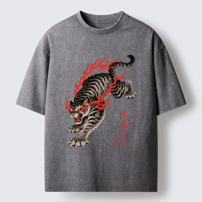 Tokyo-Tiger Blazing Tiger Washed T-Shirt