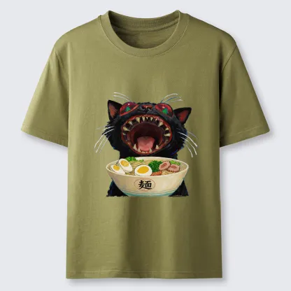 Tokyo-Tiger Black Cat Is Ready To Eat Ramen Classic T-Shirt