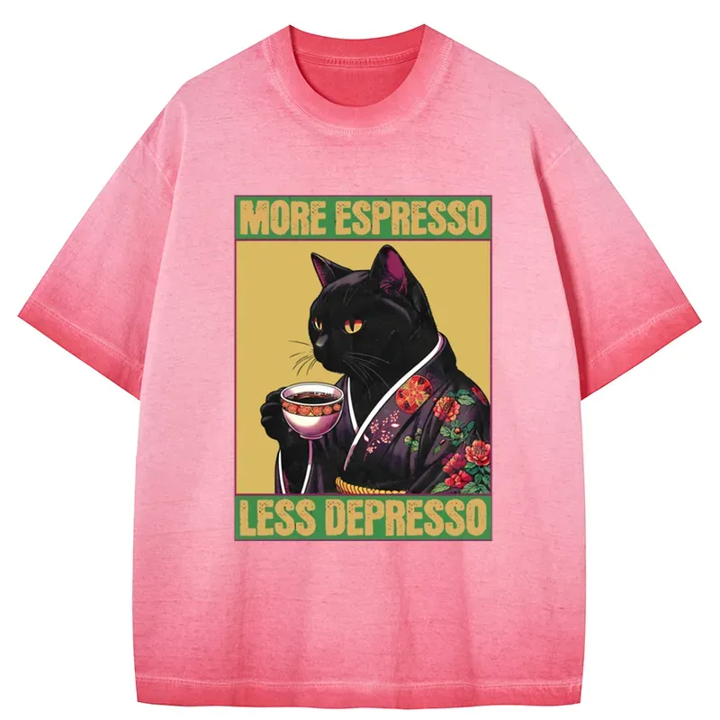 Tokyo-Tiger Up Caffeine Down Depression Gradient Washed T-Shirt