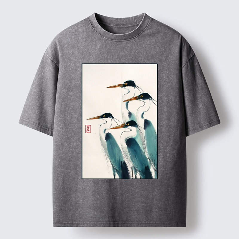 Tokyo-Tiger Standing Herons Washed T-Shirt