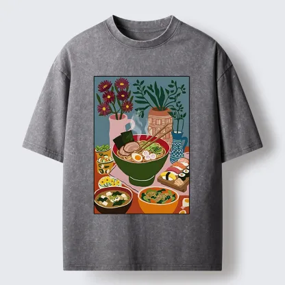 Tokyo-Tiger Delicious Japanese Food Washed T-Shirt