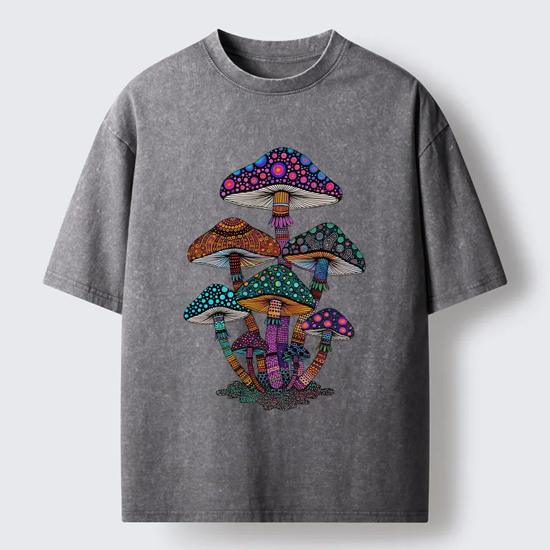 Tokyo-Tiger Beautiful Poisonous Mushrooms Washed T-Shirt