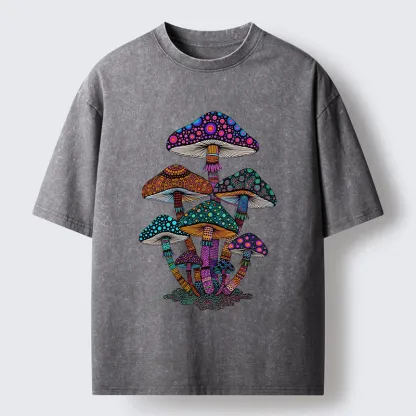 Tokyo-Tiger Beautiful Poisonous Mushrooms Washed T-Shirt