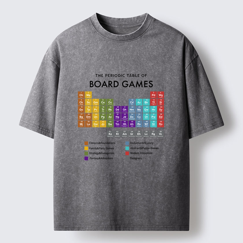 Tokyo-Tiger Periodic Table Of Elements In Board Games Washed T-Shirt