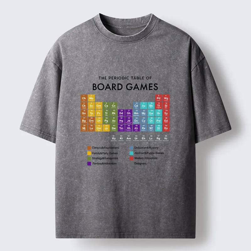 Tokyo-Tiger Periodic Table Of Elements In Board Games Washed T-Shirt