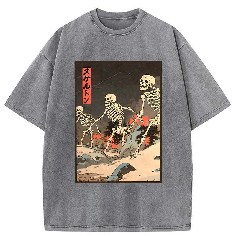 Tokyo-Tiger Japanese Rising Skeletons Washed T-Shirt Sale