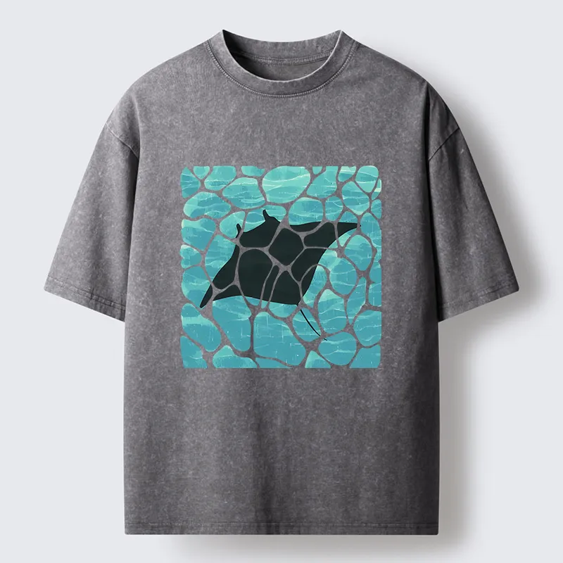 Tokyo-Tiger Manta Ray Fish Washed T-Shirt