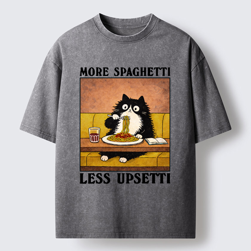Tokyo-Tiger Unavailable Cat: More Spaghetti Less Upsetti Washed T-Shirt