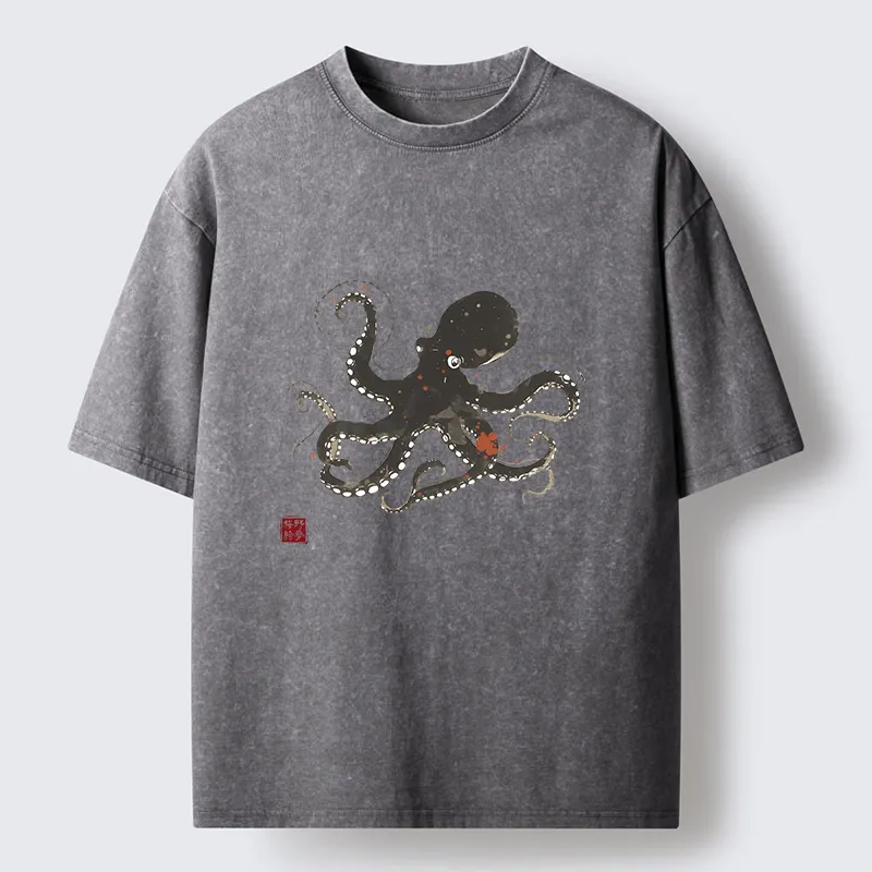 Tokyo-Tiger Traditional Octopus Washed T-Shirt