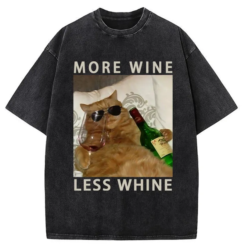 Tokyo-Tiger More Wine Less Whine Washed T-Shirt