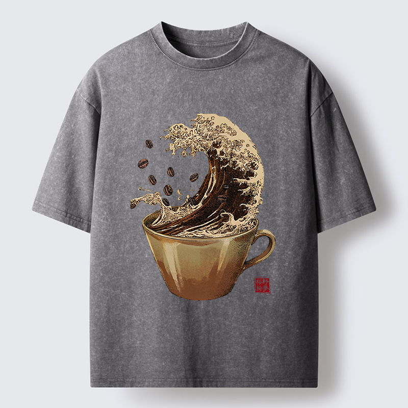 Tokyo-Tiger Delicious Coffee Wave Washed T-Shirt