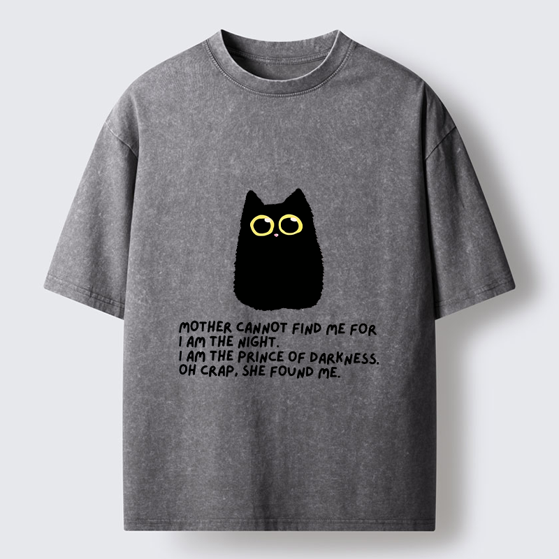 Tokyo-Tiger Playing Hide-and-seek With A Black Cat Washed T-Shirt