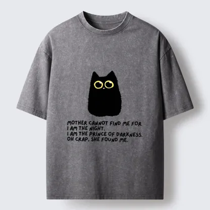 Tokyo-Tiger Playing Hide-and-seek With A Black Cat Washed T-Shirt