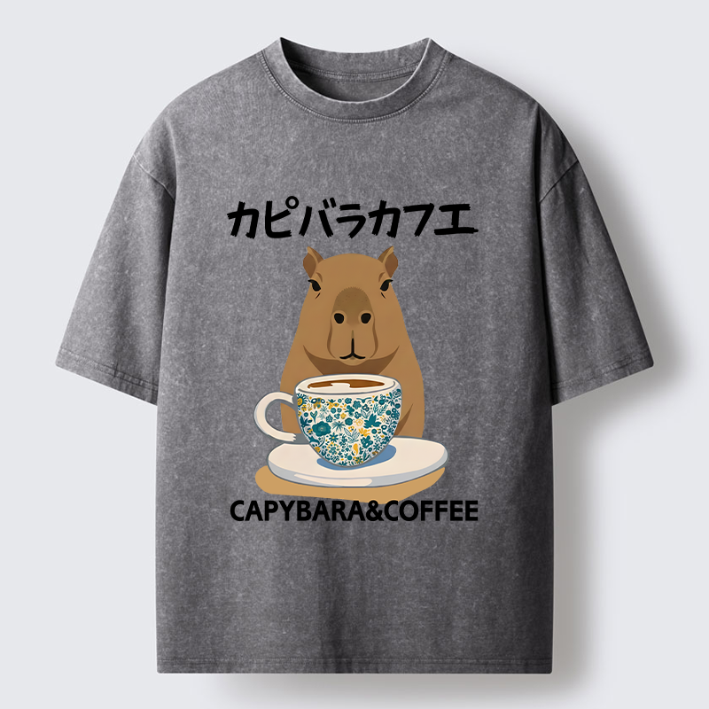 Tokyo-Tiger Drink Delicious Coffee Washed T-Shirt