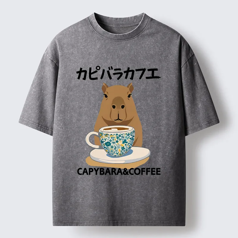 Tokyo-Tiger Drink Delicious Coffee Washed T-Shirt