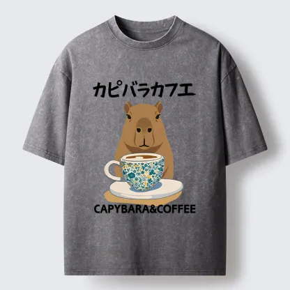Tokyo-Tiger Drink Delicious Coffee Washed T-Shirt