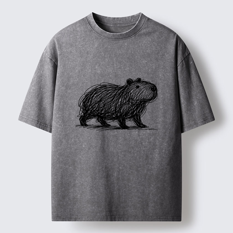 Tokyo-Tiger Minimalist Capybara Washed T-Shirt