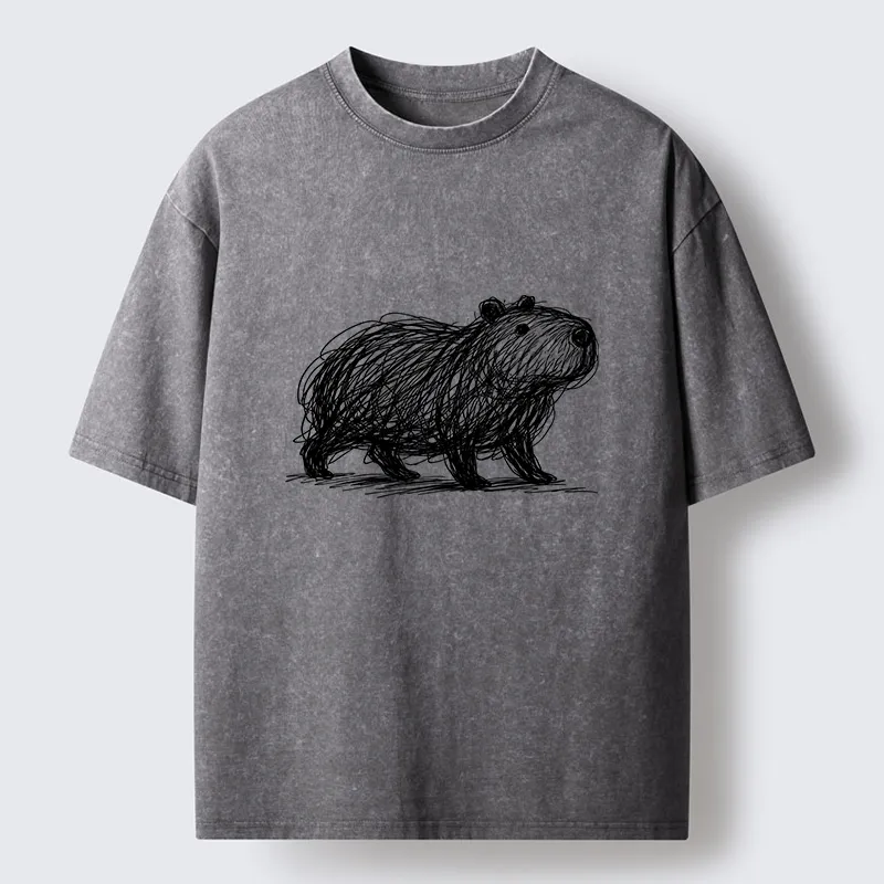 Tokyo-Tiger Minimalist Capybara Washed T-Shirt