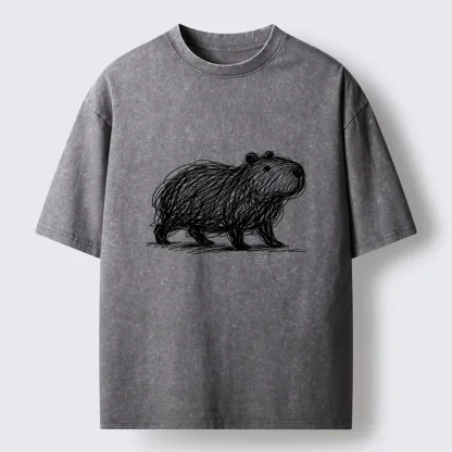 Tokyo-Tiger Minimalist Capybara Washed T-Shirt