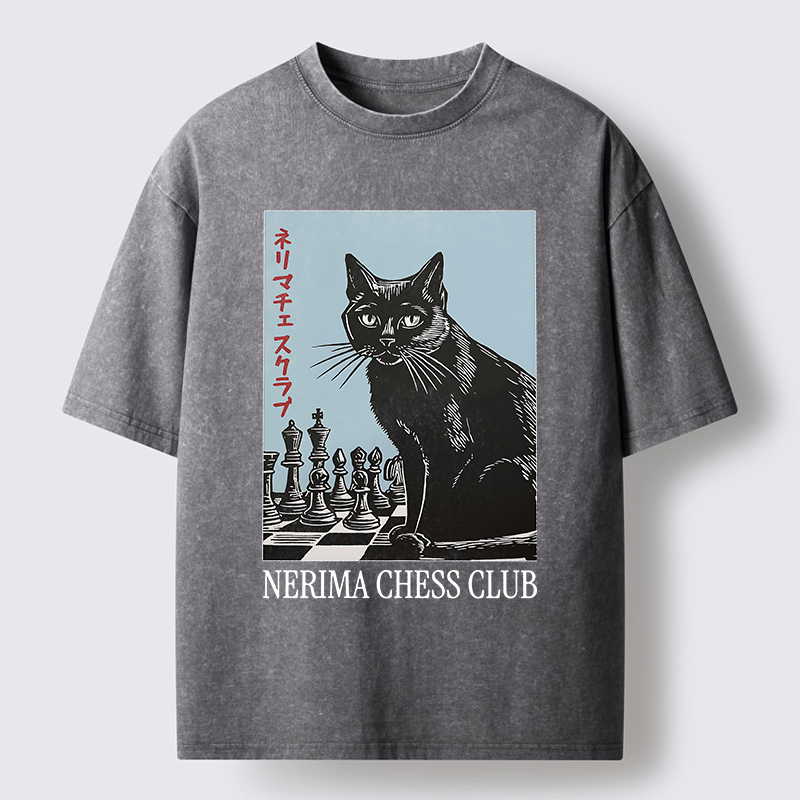 Tokyo-Tiger Chess And Cat Washed T-Shirt