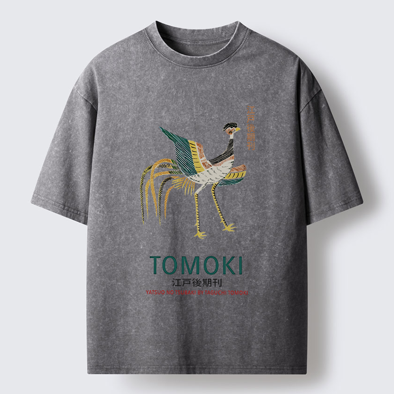 Tokyo-Tiger Japanese Divine Bird Washed T-Shirt