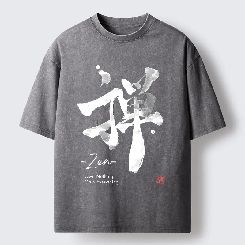 Tokyo-Tiger Zen Texts Washed T-Shirt