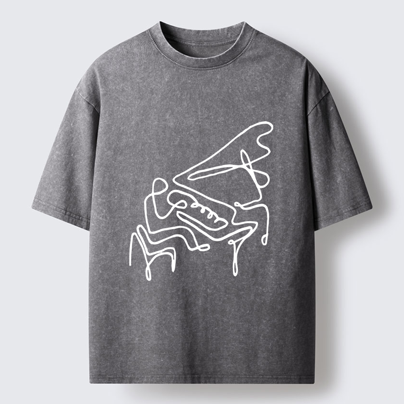 Tokyo-Tiger Minimalist Piano Washed T-Shirt