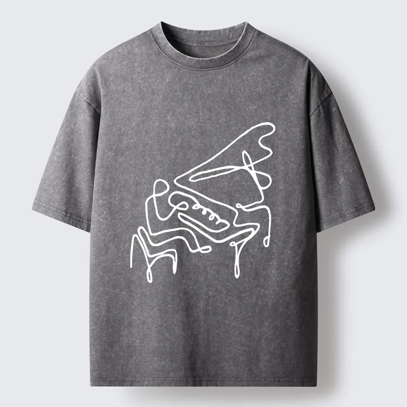 Tokyo-Tiger Minimalist Piano Washed T-Shirt