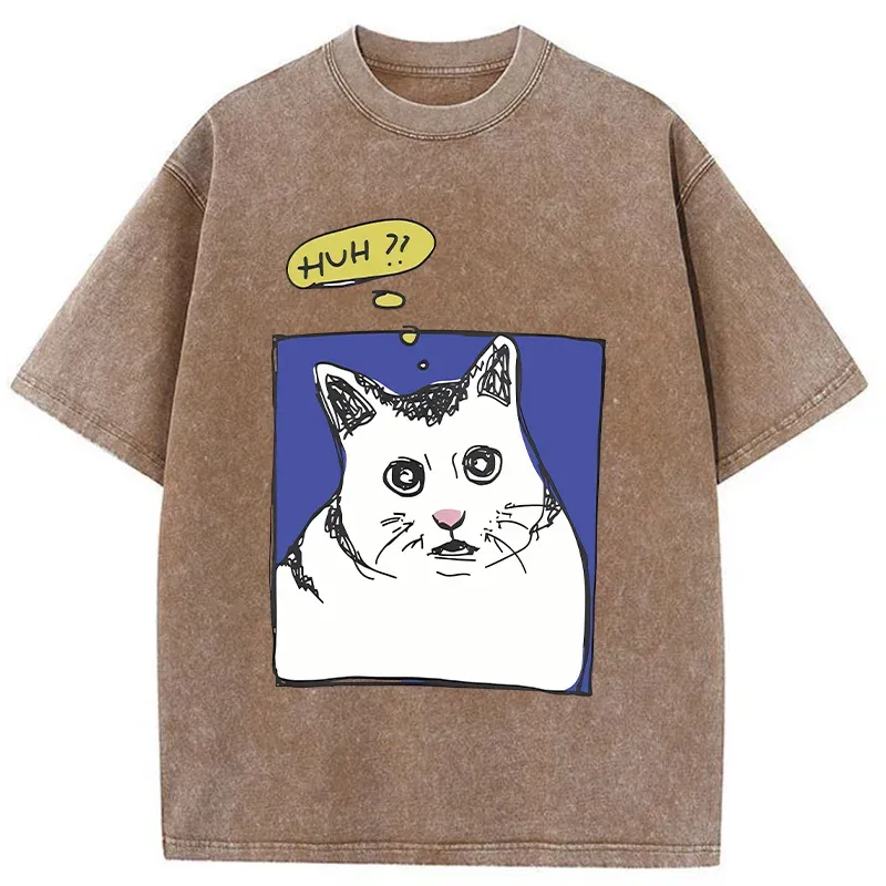 Tokyo-Tiger Confused Cat Meme Washed T-Shirt