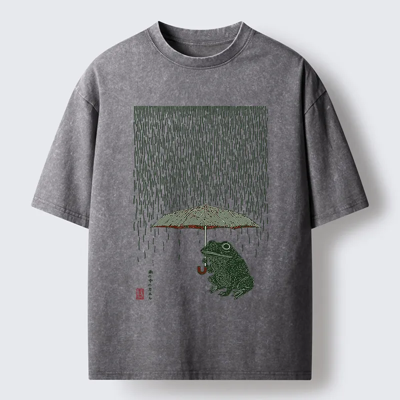 Tokyo-Tiger Frog In The Rain Washed T-Shirt