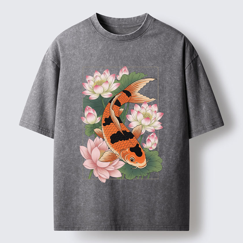 Tokyo-Tiger Japanese Traditional Koi Washed T-Shirt