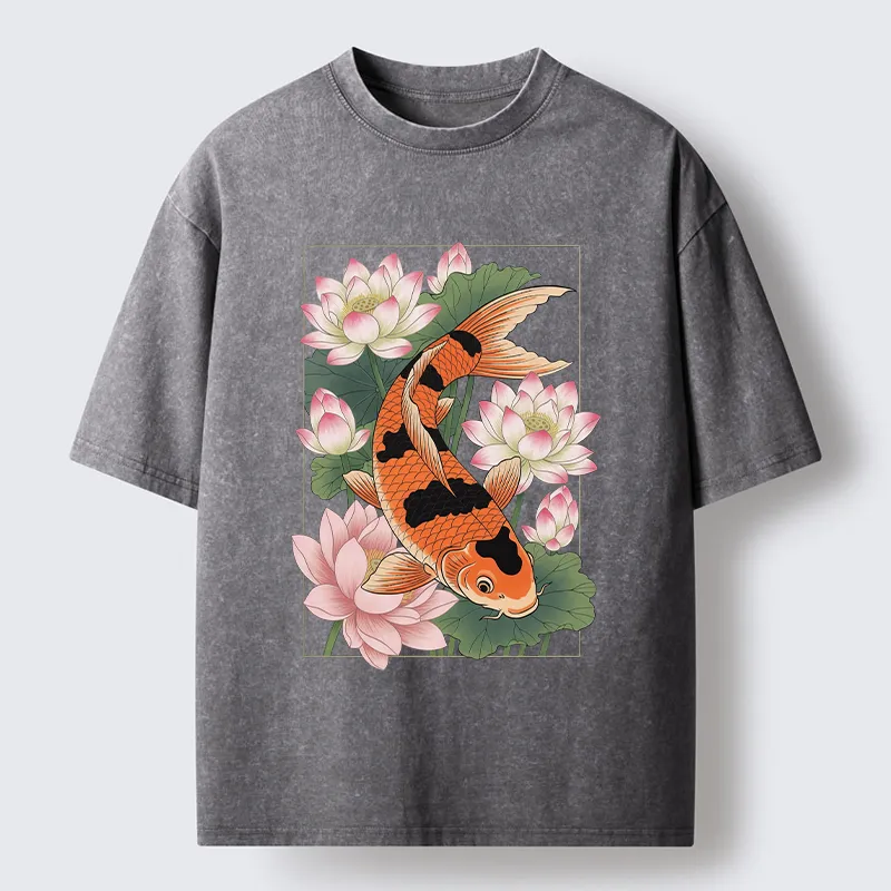 Tokyo-Tiger Japanese Traditional Koi Washed T-Shirt