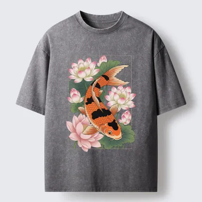 Tokyo-Tiger Japanese Traditional Koi Washed T-Shirt