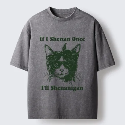 Tokyo-Tiger St. Patrick's Elegant Cat Washed T-Shirt
