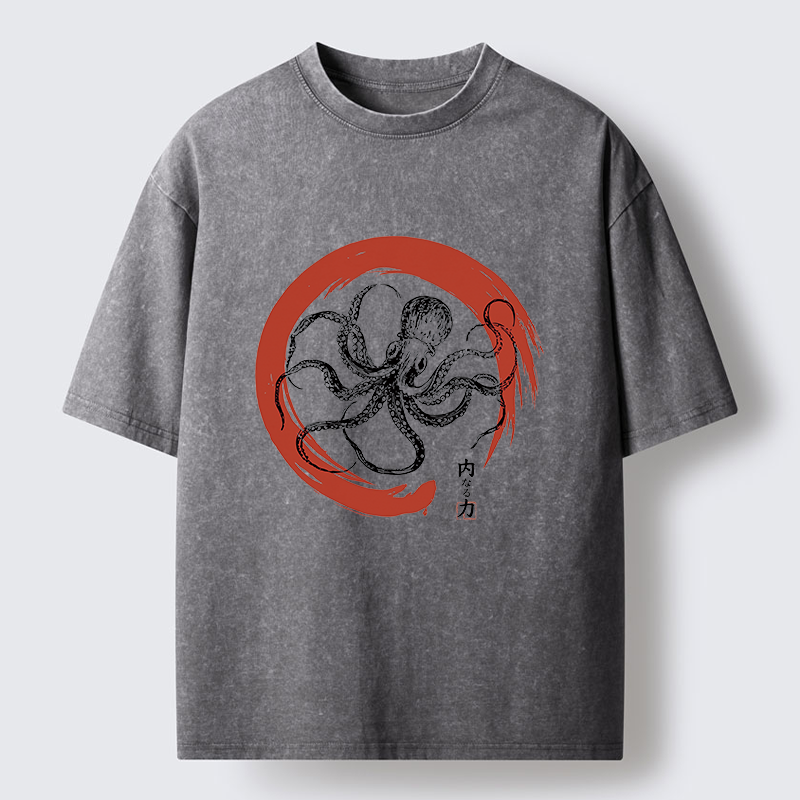 Tokyo-Tiger Zen Octopus Washed T-Shirt