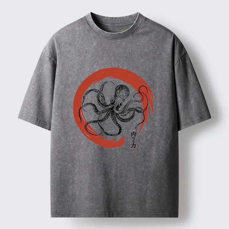 Tokyo-Tiger Zen Octopus Washed T-Shirt