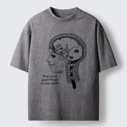 Tokyo-Tiger Brain Full Of Cats Washed T-Shirt