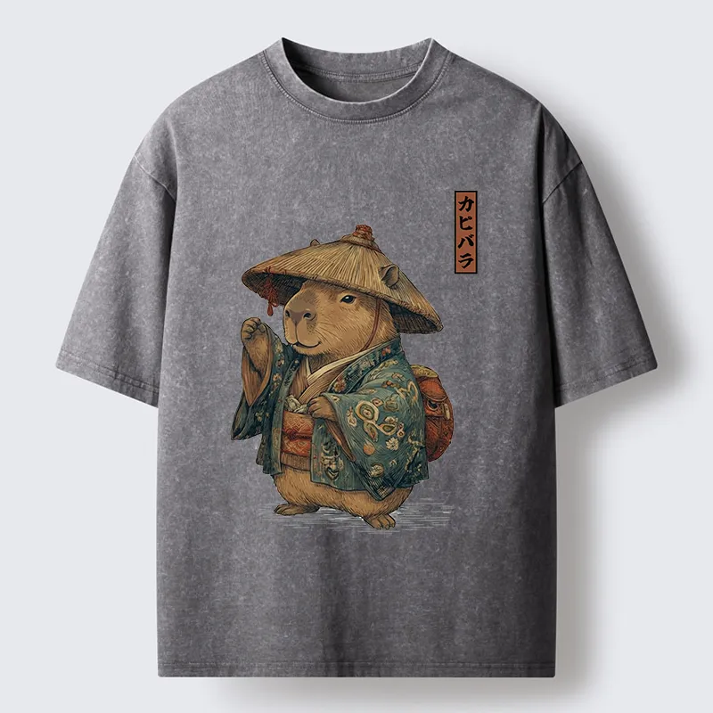 Tokyo-Tiger Traveling Capybara Washed T-Shirt